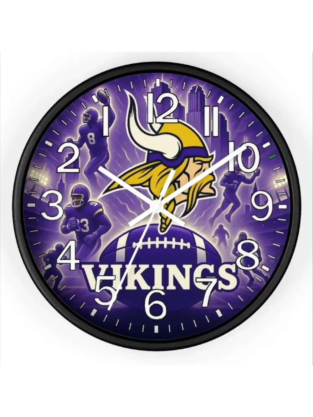 REVERSE TICKING CLOCK NEW MINNESOTA VIKINGS Glow In The Dark Wall Clock New!